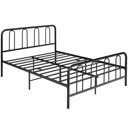 Metallbettrahmen mit Kopf- und Fußteil, modernes Plattformbett, 209 x 144 x 101 cm, Schwarz