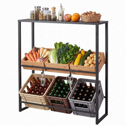 Metal Beverage Crate Rack, 3-Tier Adjustable Storage