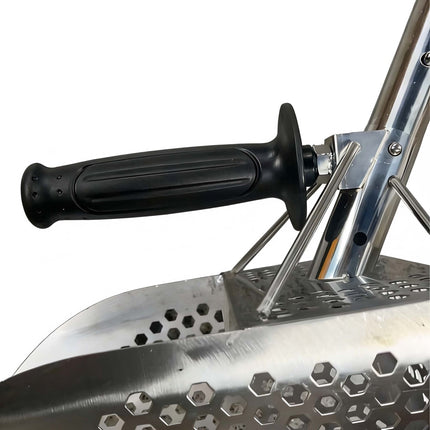 Metallsuchschaufel mit Sieb – Langer Stiel, Edelstahl