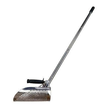 Metallsuchschaufel mit Sieb – Langer Stiel, Edelstahl