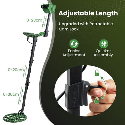 Metal Detector, 5 Modes, Adjustable Shaft, Waterproof Coil