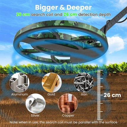 Metal Detector, 5 Modes, Adjustable Shaft, Waterproof Coil