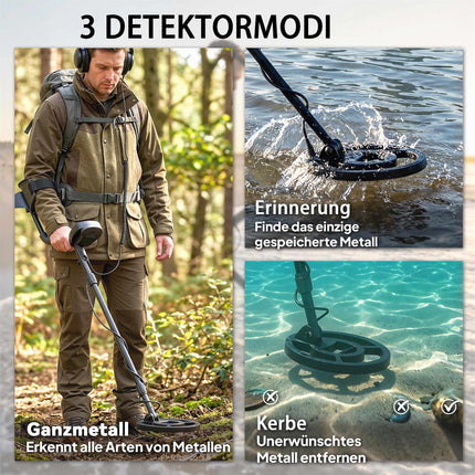 Metal Detector Set with Shovel & Headphones, 18cm Depth