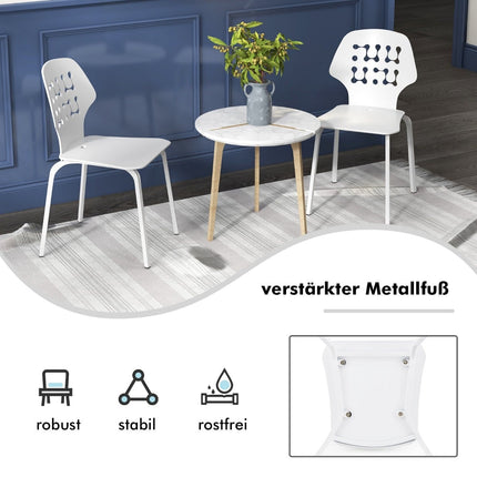 Metall-Esszimmerstuhl 4er-Set, Weiß, ergonomische Rückenlehne