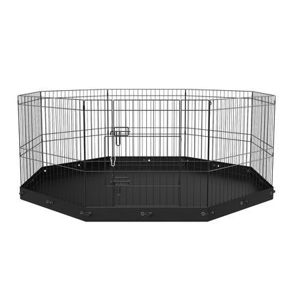 Metal Dog Playpen, 8-Panel Foldable, 24 in With Mat