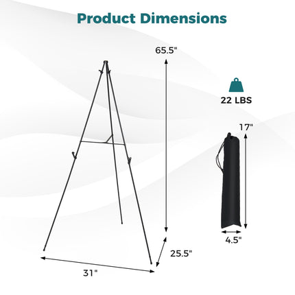 Metal Easel Stand 6-Pack, 166 cm, Carry Bags, Black
