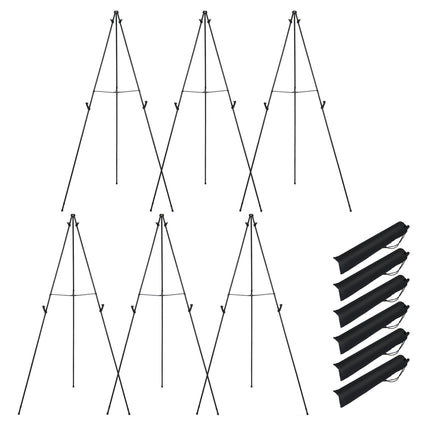 Metal Easel Stand 6-Pack, 166 cm, Carry Bags, Black