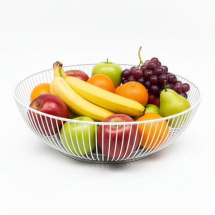 Metal Fruit Bowl, Lattice Design, Semi-Spherical Shape