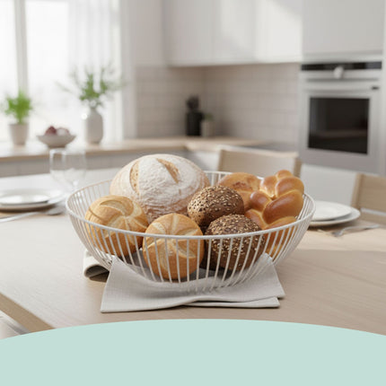 Metal Fruit Bowl, Lattice Design, Semi-Spherical Shape