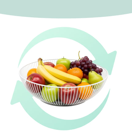 Metal Fruit Bowl, Lattice Design, Semi-Spherical Shape