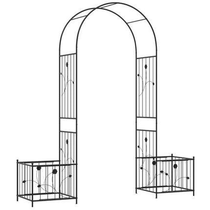 Metall-Gartenbogen/-Rankgerüst mit Pflanzkästen, Erdspießen