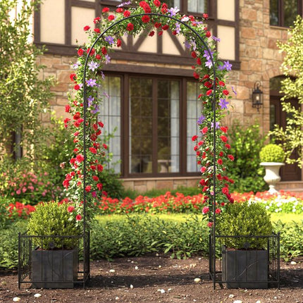 Metall-Gartenbogen/-Rankgerüst mit Pflanzkästen, Erdspießen