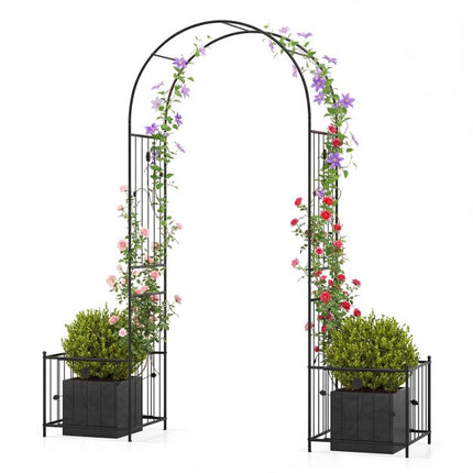 Metall-Gartenbogen/-Rankgerüst mit Pflanzkästen, Erdspießen