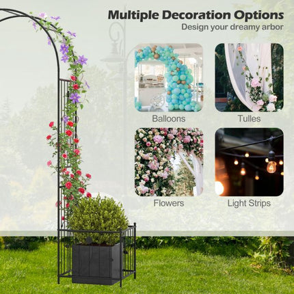 Metall-Gartenbogen/-Rankgerüst mit Pflanzkästen, Erdspießen