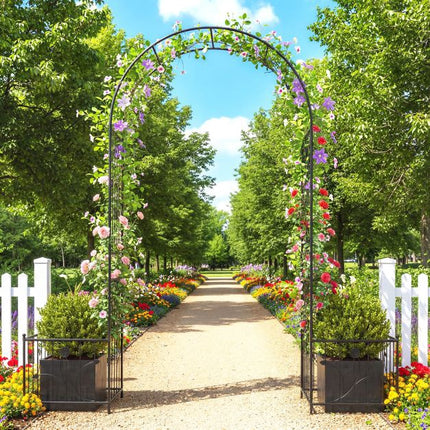 Metall-Gartenbogen/-Rankgerüst mit Pflanzkästen, Erdspießen