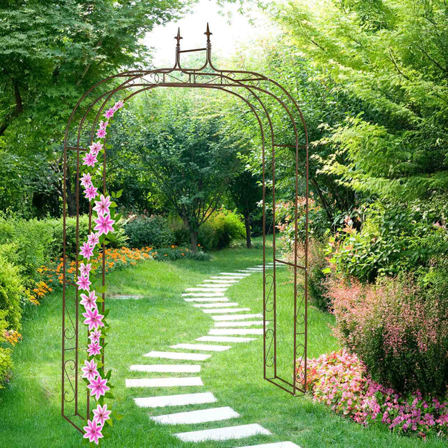 Gartenpavillon aus Metall – Großer Pflanzenbogen mit Zierspitzen