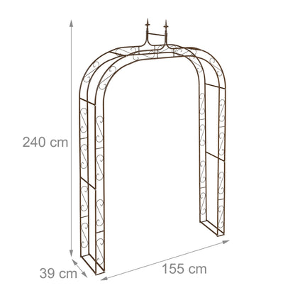 Kovová zahradní pergola – velký rostlinný oblouk s ozdobnými špicemi