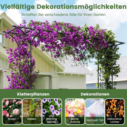 Metall-Gartenbogen für Kletterpflanzen, schwarz, wetterfest