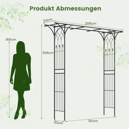 Metall-Gartenbogen für Kletterpflanzen, schwarz, wetterfest