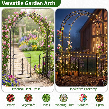 Metal Garden Arch with Lockable Doors and Arched Top
