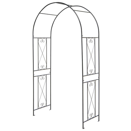 Metal Garden Arch with Stakes for Climbing Plants, Black