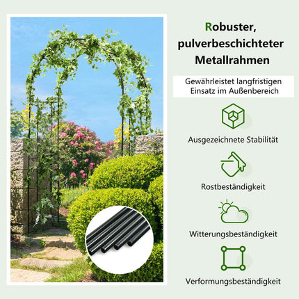 Metal Garden Arch with Stakes for Climbing Plants, Black