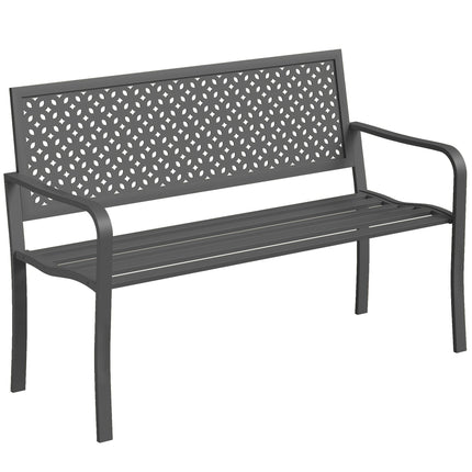 Metall-Gartenbank, Dunkelgrau, Rostbeständig, 2-Sitzer