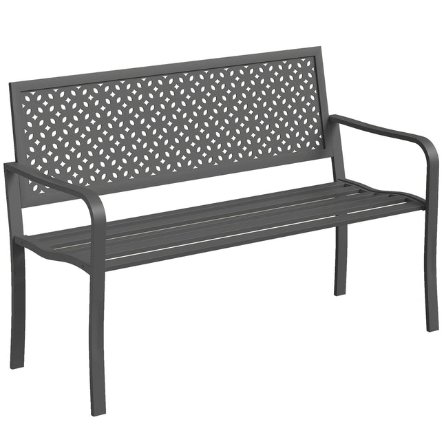 Metall-Gartenbank, Dunkelgrau, Rostbeständig, 2-Sitzer