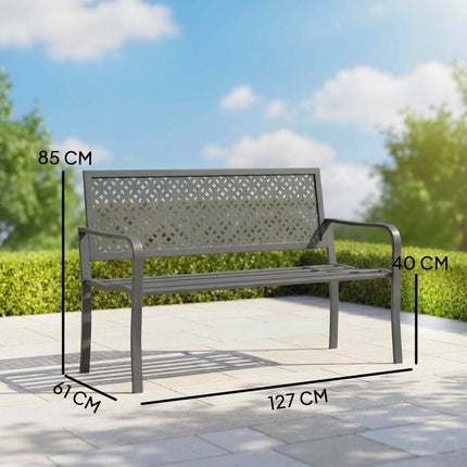 Metall-Gartenbank, Dunkelgrau, Rostbeständig, 2-Sitzer