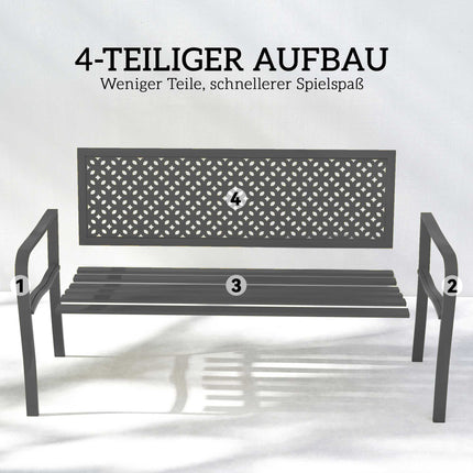 Metall-Gartenbank, Dunkelgrau, Rostbeständig, 2-Sitzer