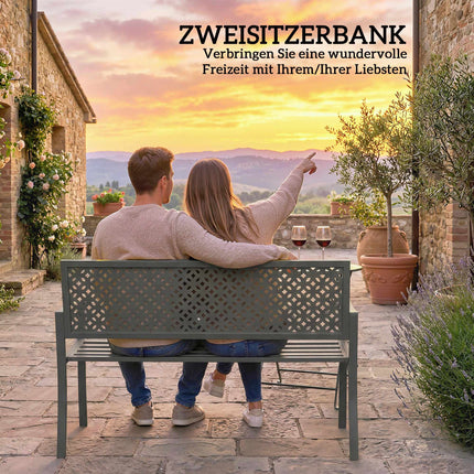 Metall-Gartenbank, Dunkelgrau, Rostbeständig, 2-Sitzer