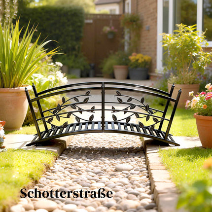 Metal Garden Bridge with Safety Rails, 120 cm, Rust-Resistant