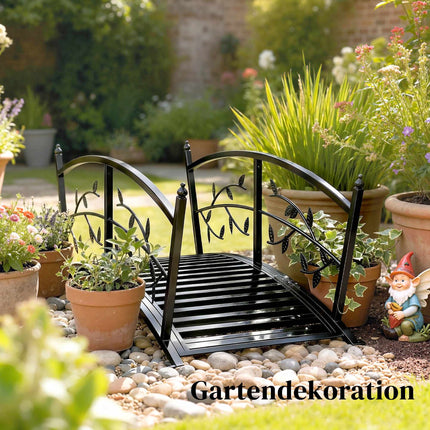 Metal Garden Bridge with Safety Rails, 120 cm, Rust-Resistant