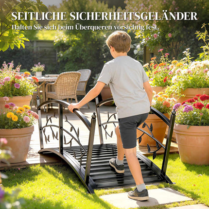 Metal Garden Bridge with Safety Rails, 120 cm, Rust-Resistant