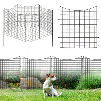 Metal Garden Fence Panels, 5 Pack, 98 cm High, Black