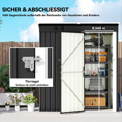 Metall-Gartenschuppen 1,37m², abschließbar mit Belüftung