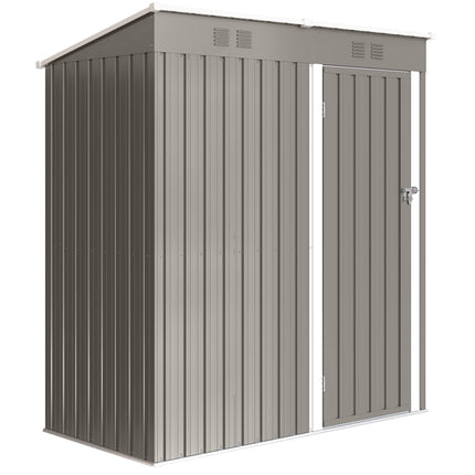 Metal Garden Shed 1.37 m² Lockable with Vents and Pent Roof, 163 x 90 x 179 cm