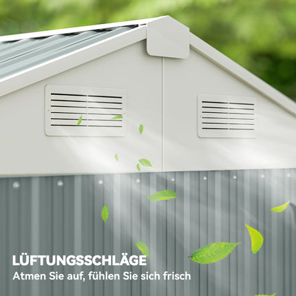 Metall-Gartenhaus, verzinkter Stahl, belüftetes Dach