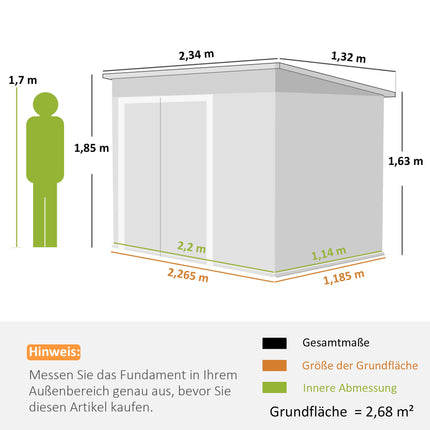 Metal Garden Shed with Double Doors, Lockable, Steel
