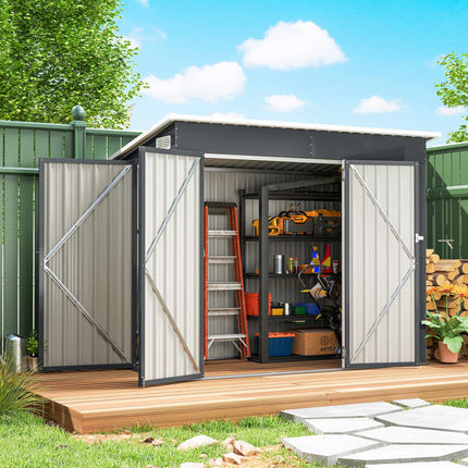 Metal Garden Shed with Double Doors, Lockable, Steel