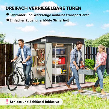 Metal Garden Shed with Double Doors, Lockable, Steel