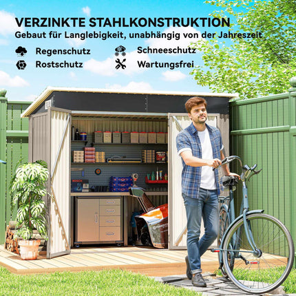 Metal Garden Shed with Lockable 3 Doors – 2.68 m²