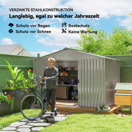 Metal Garden Shed with Sliding Doors and Windows