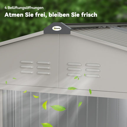 Metal Garden Shed with Sliding Doors and Windows