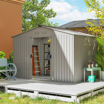Metal Garden Shed with Sliding Doors and Windows