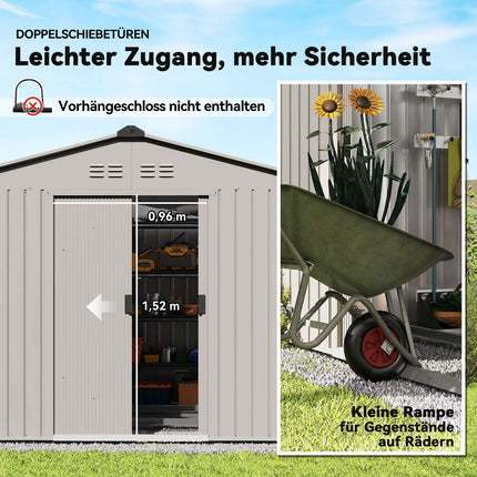 Metal Garden Shed with Sliding Doors and Windows