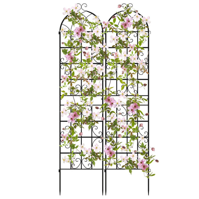 Metal Garden Trellis Set, 220x50 cm, Rustproof, Black