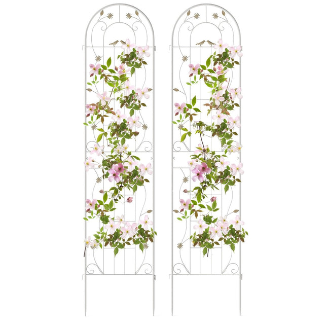 Metall-Gartenspalier-Set, 220x50 cm, Weiß, 2er-Pack