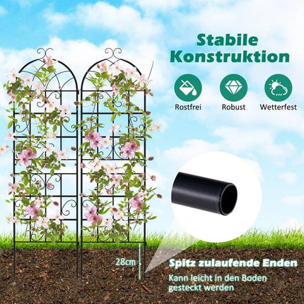 Metall-Gartenspalier-Set, 2er-Pack, 180x50 cm, schwarz