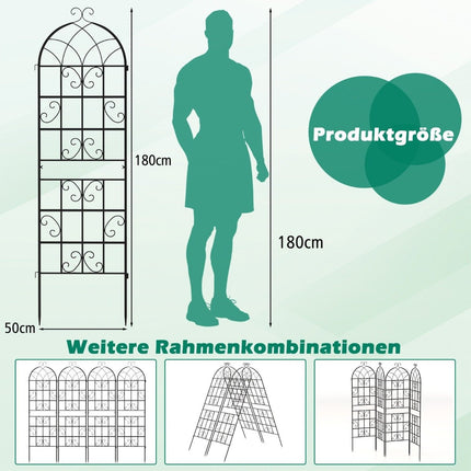 Metall-Gartenspalier-Set, 2er-Pack, 180x50 cm, schwarz
